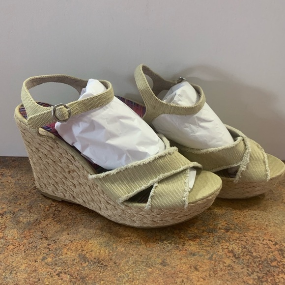 K9 by Rocket Dog Espadrille Wedge Sandals Tweed Canvas Ankle Strap 9.5 New - Picture 6 of 14